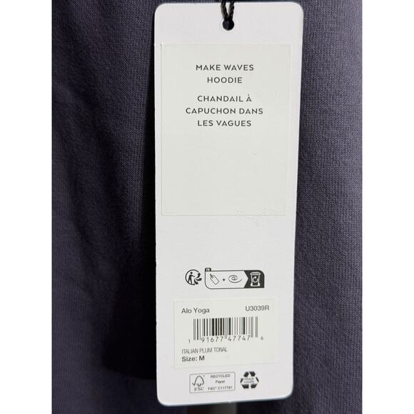 NEW Alo Yoga Make Waves Hoodie Italian Plum Tonal MEDIUM M Unisex Mens Womens - Picture 2 of 5